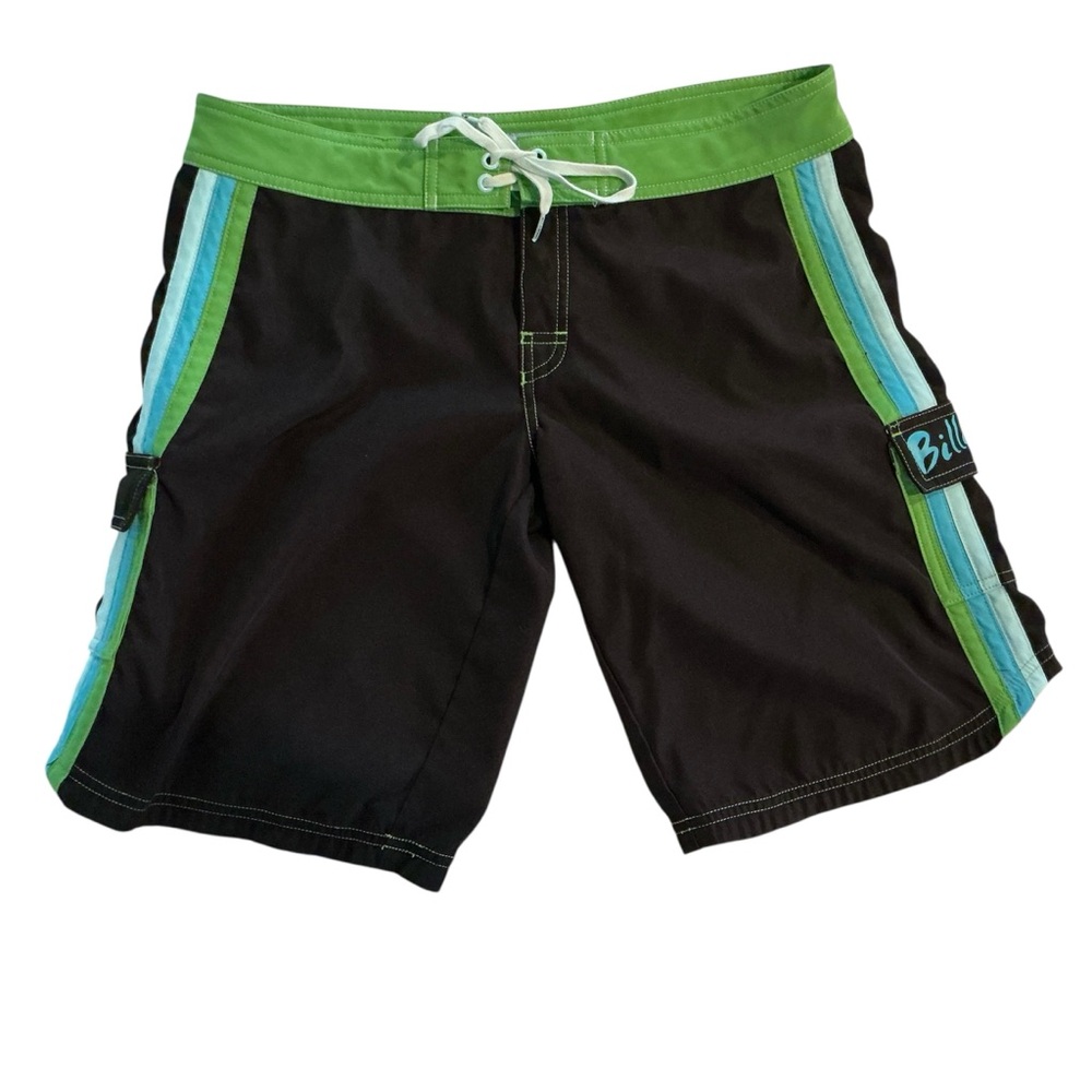 Billabong women’s board shorts swim black/green long length size 9